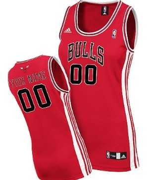 Womens Customized Chicago Bulls Red Jersey